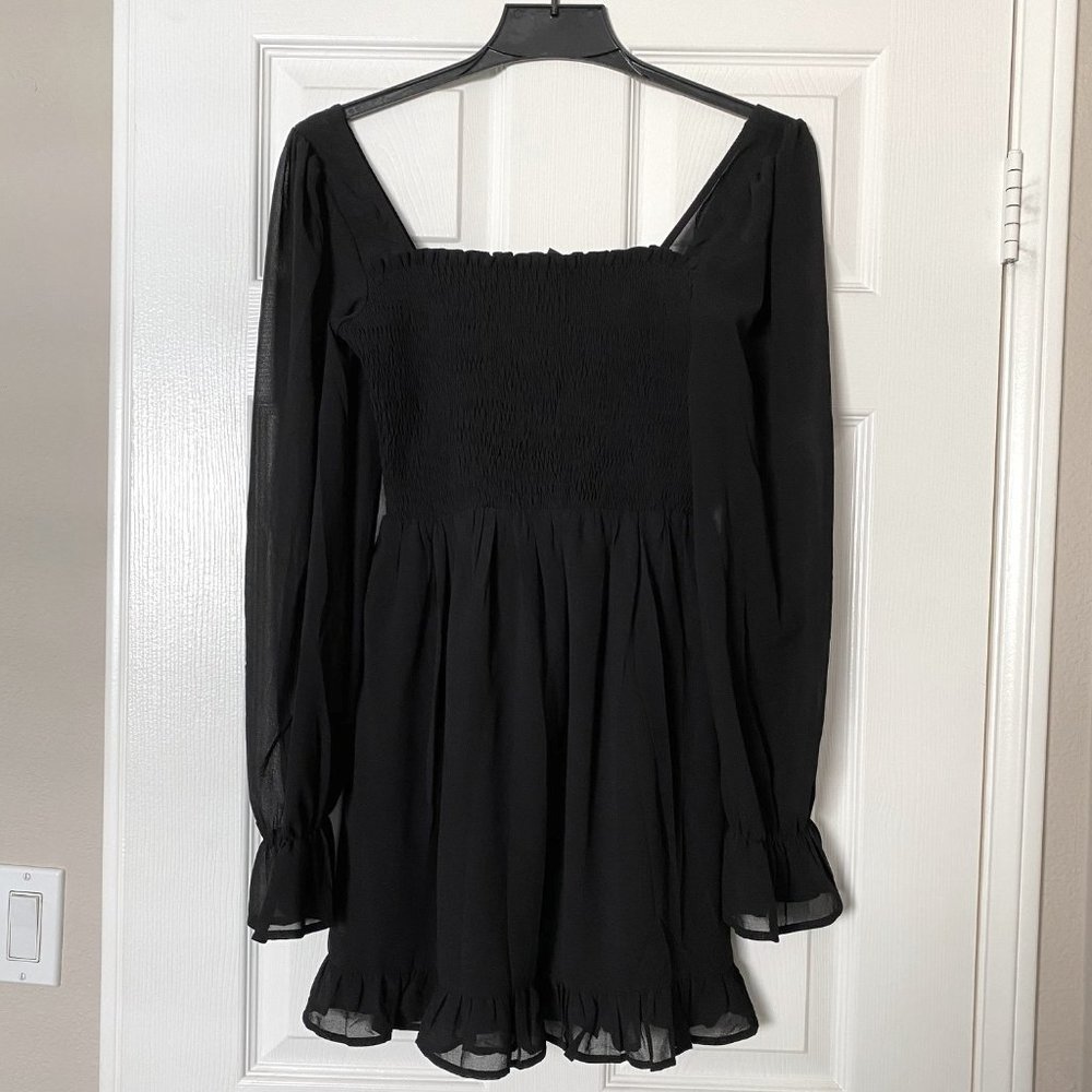 Smocked Long Sleeve Mini Dress